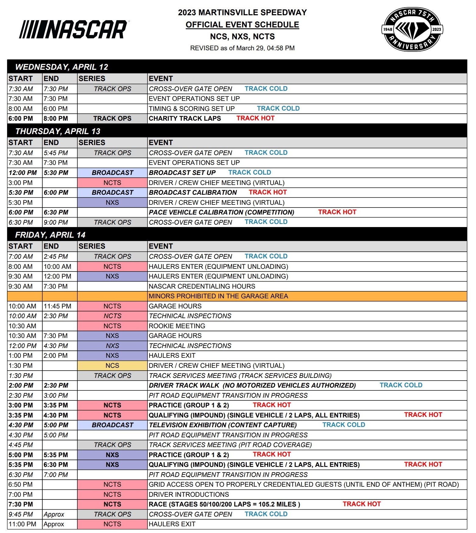 Martinsville Spring Race 2024 Schedule Calida Rozina