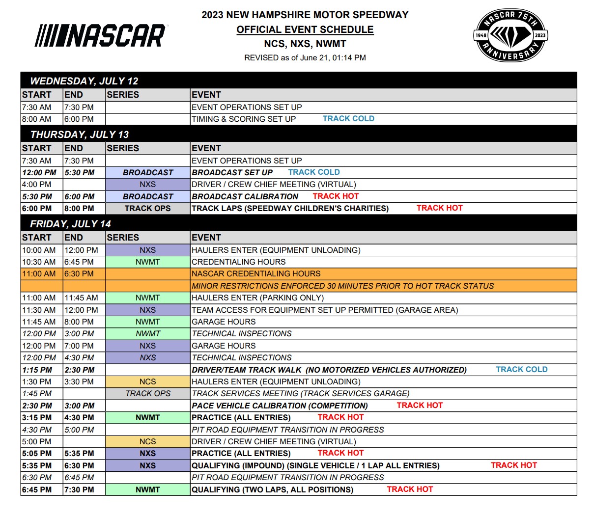 New Hampshire NASCAR On Track Event Schedule - ifantasyrace.com