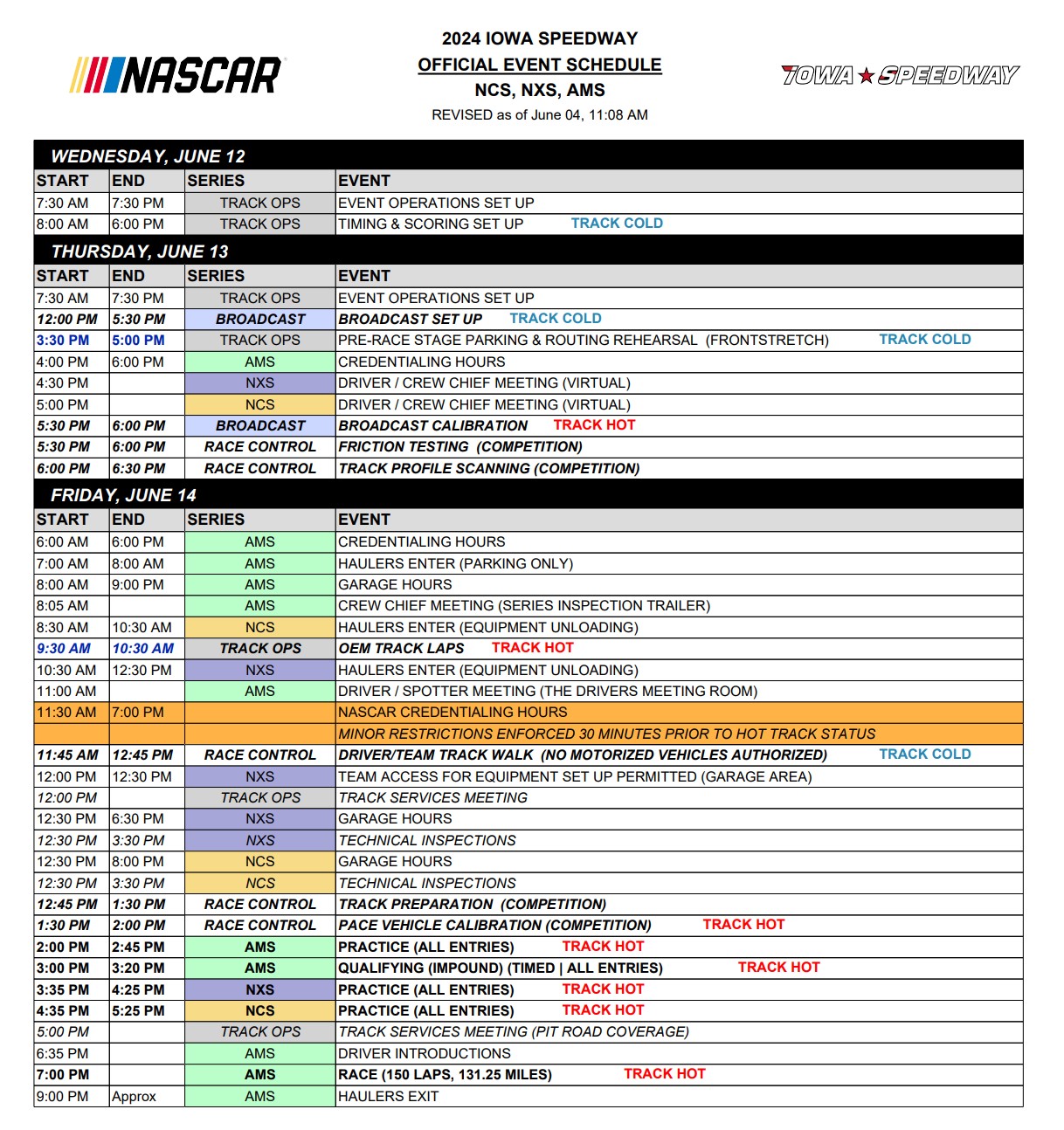 Iowa Speedway Schedule 2027
